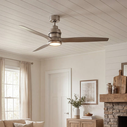Savoy Meridian 60" LED Ceiling Fan, Brushed Nickel/White