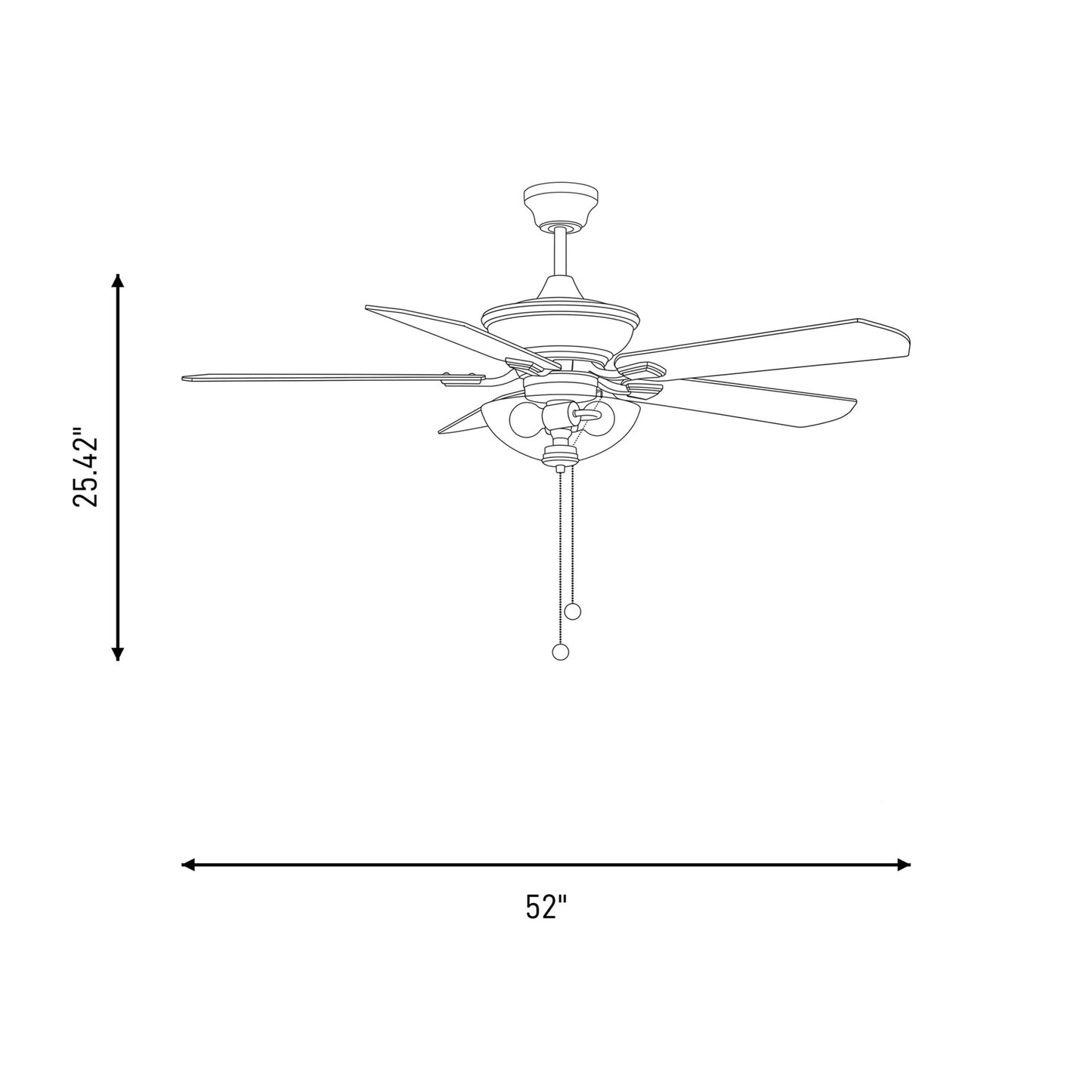 Meridian Modern 2 Light 52" Outdoor Ceiling Fan
