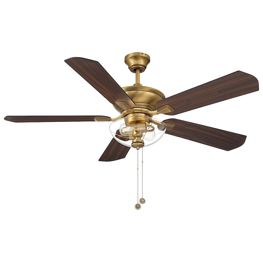 Savoy House 52" 2-Light Outdoor Ceiling Fan, Natural Brass