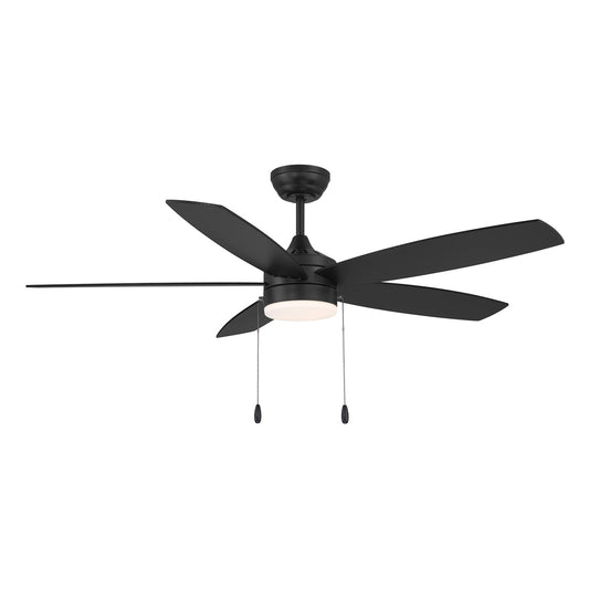 Savoy House 52in Ceiling Fan | Transitional Matte Black and White Opal Glass | Covered Patio & Living Room | 52 x 52 x 7.63 in | Model M2029MBK