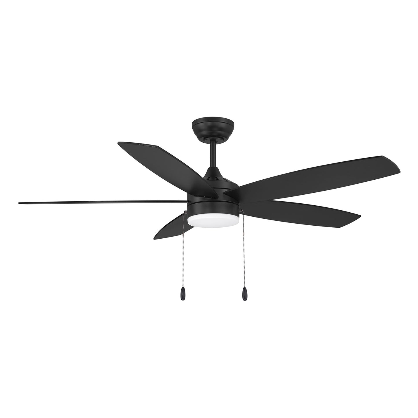 Savoy House 52in Ceiling Fan | Transitional Matte Black and White Opal Glass | Covered Patio & Living Room | 52 x 52 x 7.63 in | Model M2029MBK