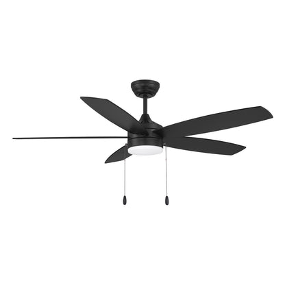 Savoy House 52in Ceiling Fan | Transitional Matte Black and White Opal Glass | Covered Patio & Living Room | 52 x 52 x 7.63 in | Model M2029MBK
