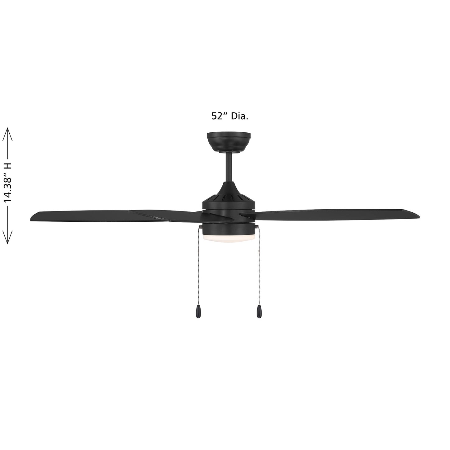 Savoy House 52in Ceiling Fan | Transitional Matte Black and White Opal Glass | Covered Patio & Living Room | 52 x 52 x 7.63 in | Model M2029MBK