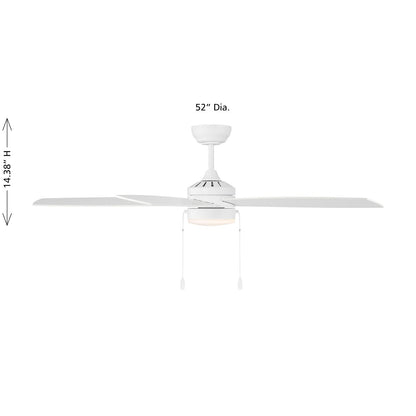 Savoy House 52in Ceiling Fan | Transitional White and White Opal Glass | Covered Patio & Living Room | 52 x 52 x 7.63 in | Model M2029WH