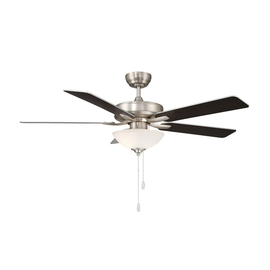 Savoy House 52in Ceiling Fan | Transitional Brushed Nickel and White Frosted Glass | Living Room & Bedroom | 52 x 52 x 13.13 in | Model M2034BNRV