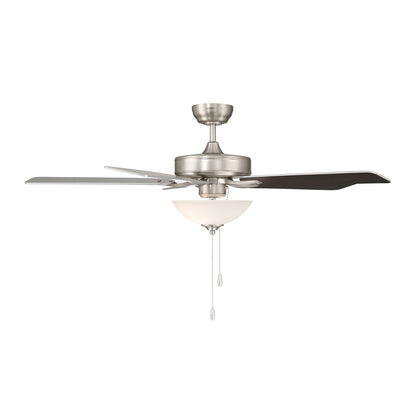 Savoy House 52in Ceiling Fan | Transitional Brushed Nickel and White Frosted Glass | Living Room & Bedroom | 52 x 52 x 13.13 in | Model M2034BNRV
