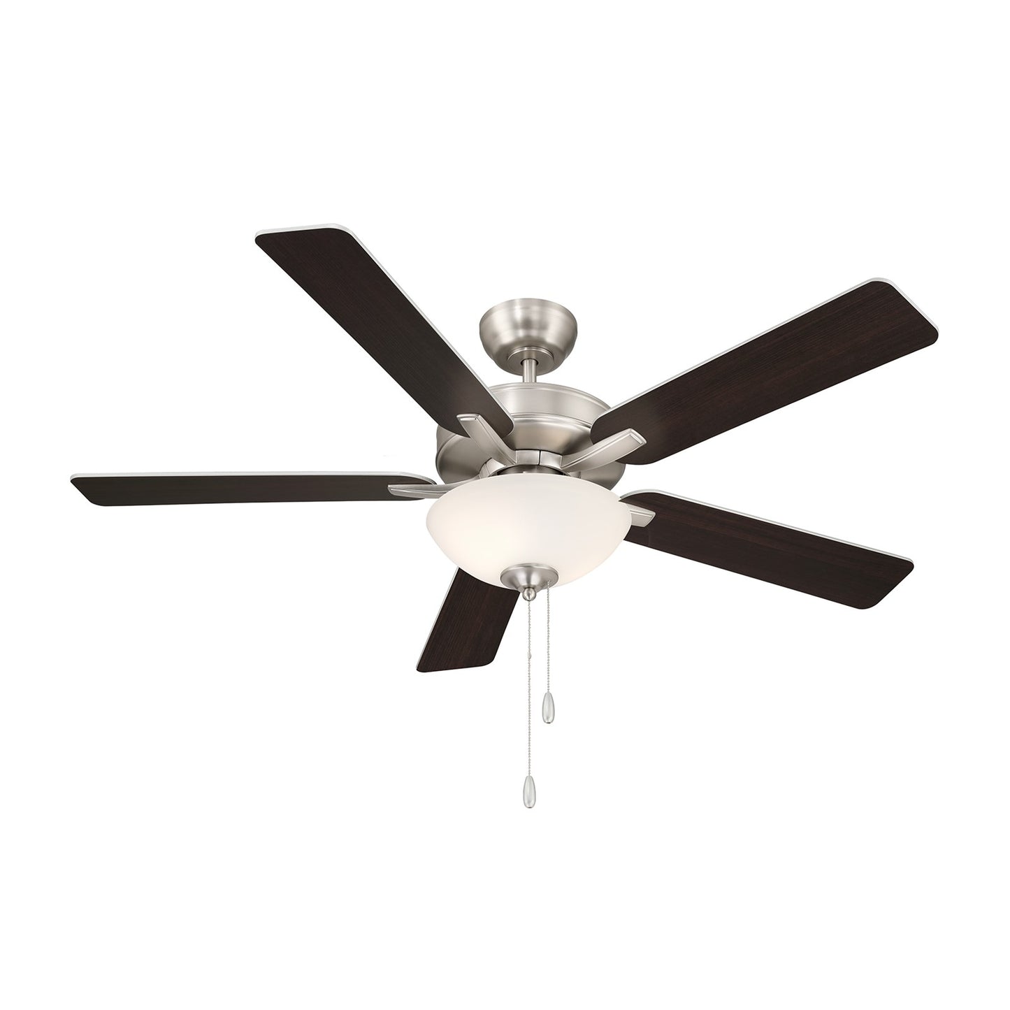 Savoy House 52in Ceiling Fan | Transitional Brushed Nickel and White Frosted Glass | Living Room & Bedroom | 52 x 52 x 13.13 in | Model M2034BNRV