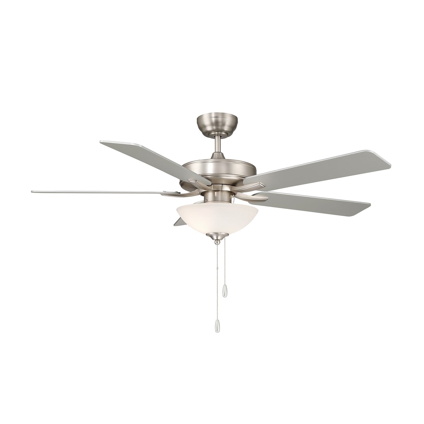 Savoy House 52in Ceiling Fan | Transitional Brushed Nickel and White Frosted Glass | Living Room & Bedroom | 52 x 52 x 13.13 in | Model M2034BNRV