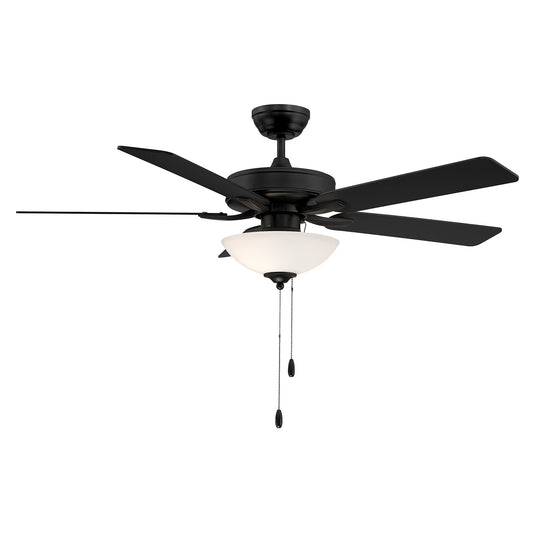 Savoy House 52in Ceiling Fan | Transitional Matte Black Metal and White Frosted Glass | Living Room & Bedroom | 52 x 52 x 13.13 in | Model M2034MBKRV