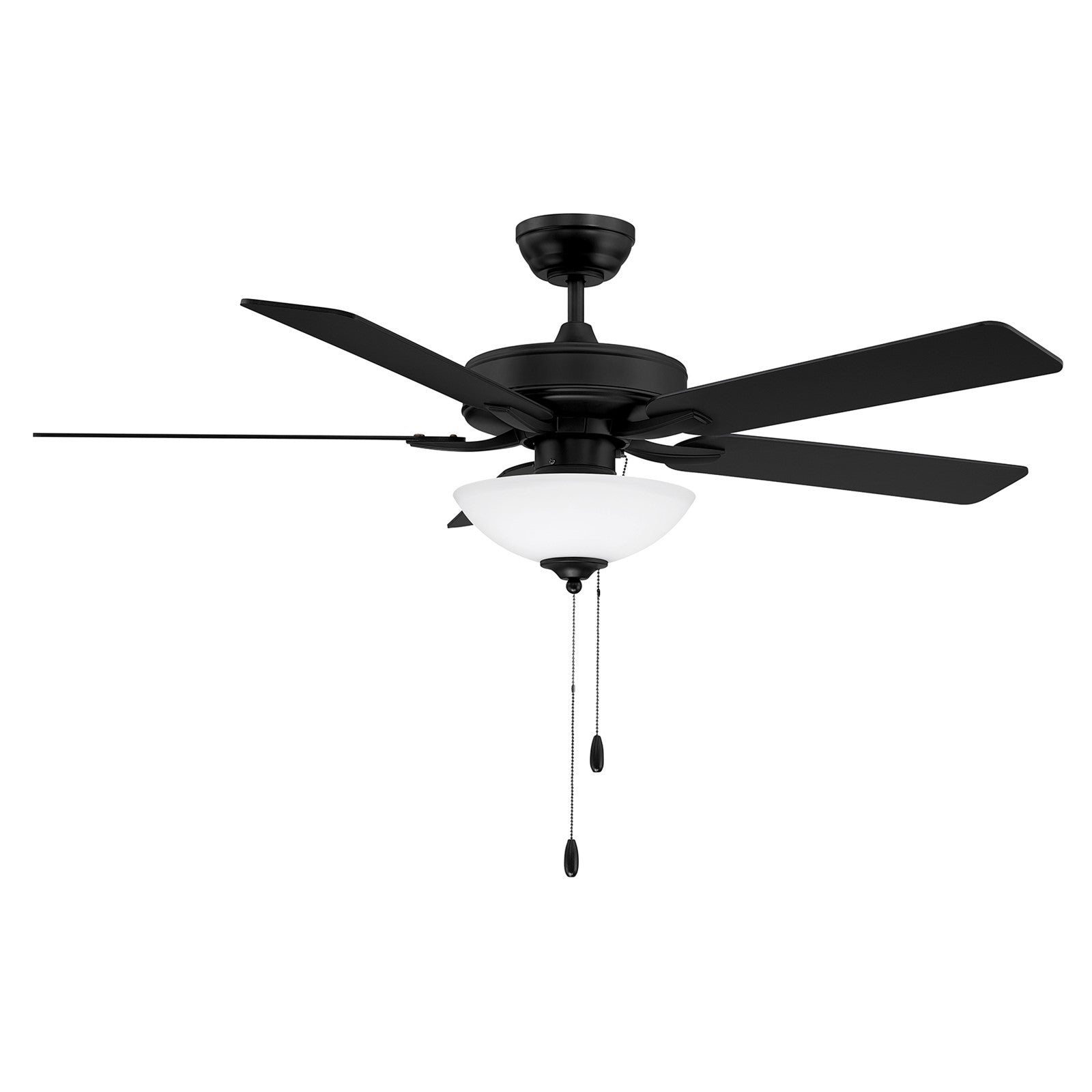 Savoy House 52in Ceiling Fan | Transitional Matte Black Metal and White Frosted Glass | Living Room & Bedroom | 52 x 52 x 13.13 in | Model M2034MBKRV