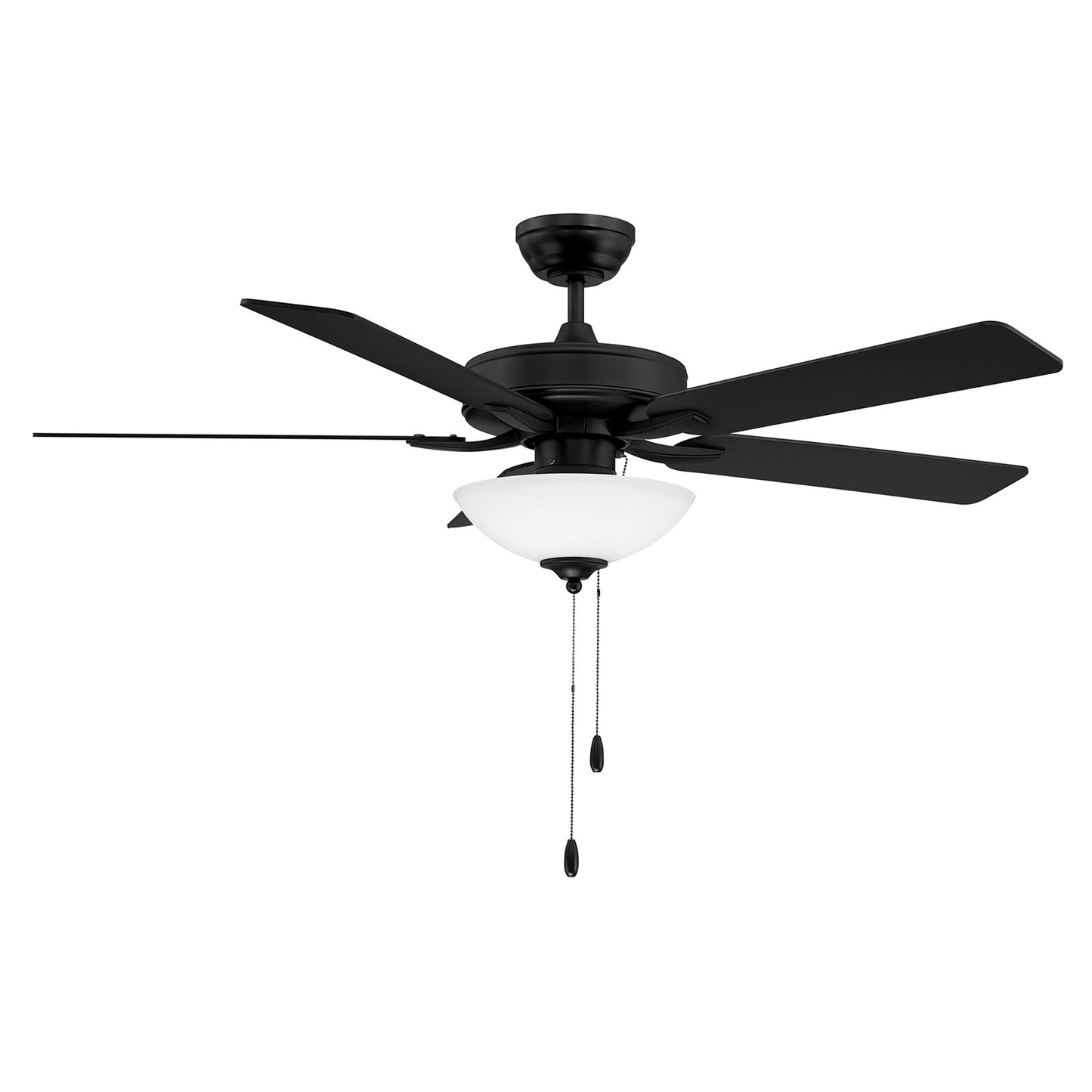 Savoy House 52in Ceiling Fan | Transitional Matte Black Metal and White Frosted Glass | Living Room & Bedroom | 52 x 52 x 13.13 in | Model M2034MBKRV