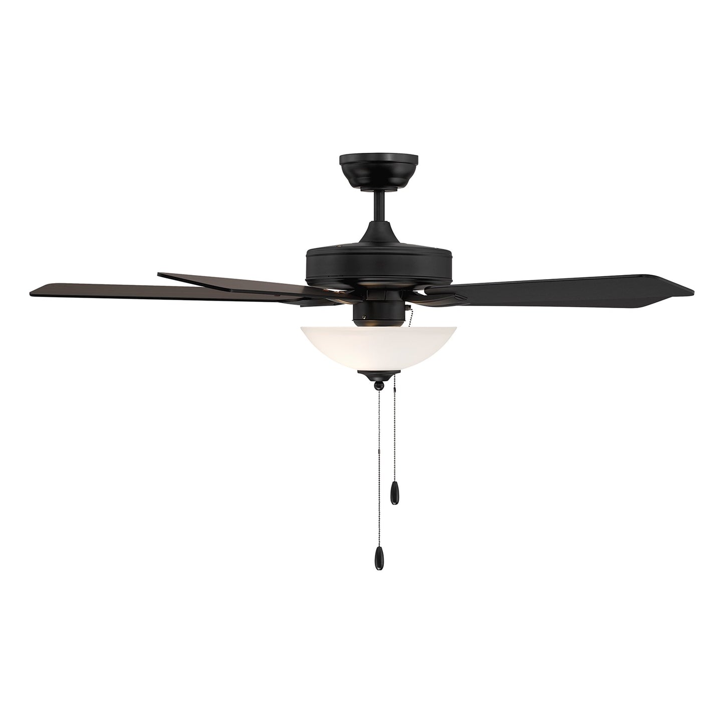 Savoy House 52in Ceiling Fan | Transitional Matte Black Metal and White Frosted Glass | Living Room & Bedroom | 52 x 52 x 13.13 in | Model M2034MBKRV