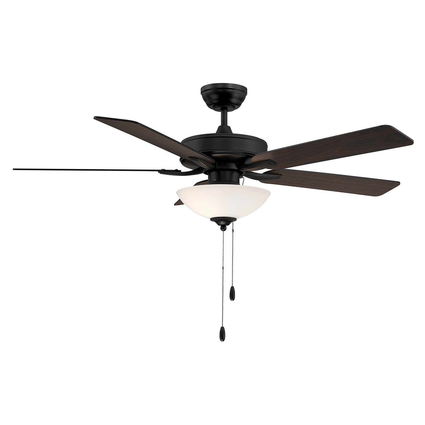 Savoy House 52in Ceiling Fan | Transitional Matte Black Metal and White Frosted Glass | Living Room & Bedroom | 52 x 52 x 13.13 in | Model M2034MBKRV