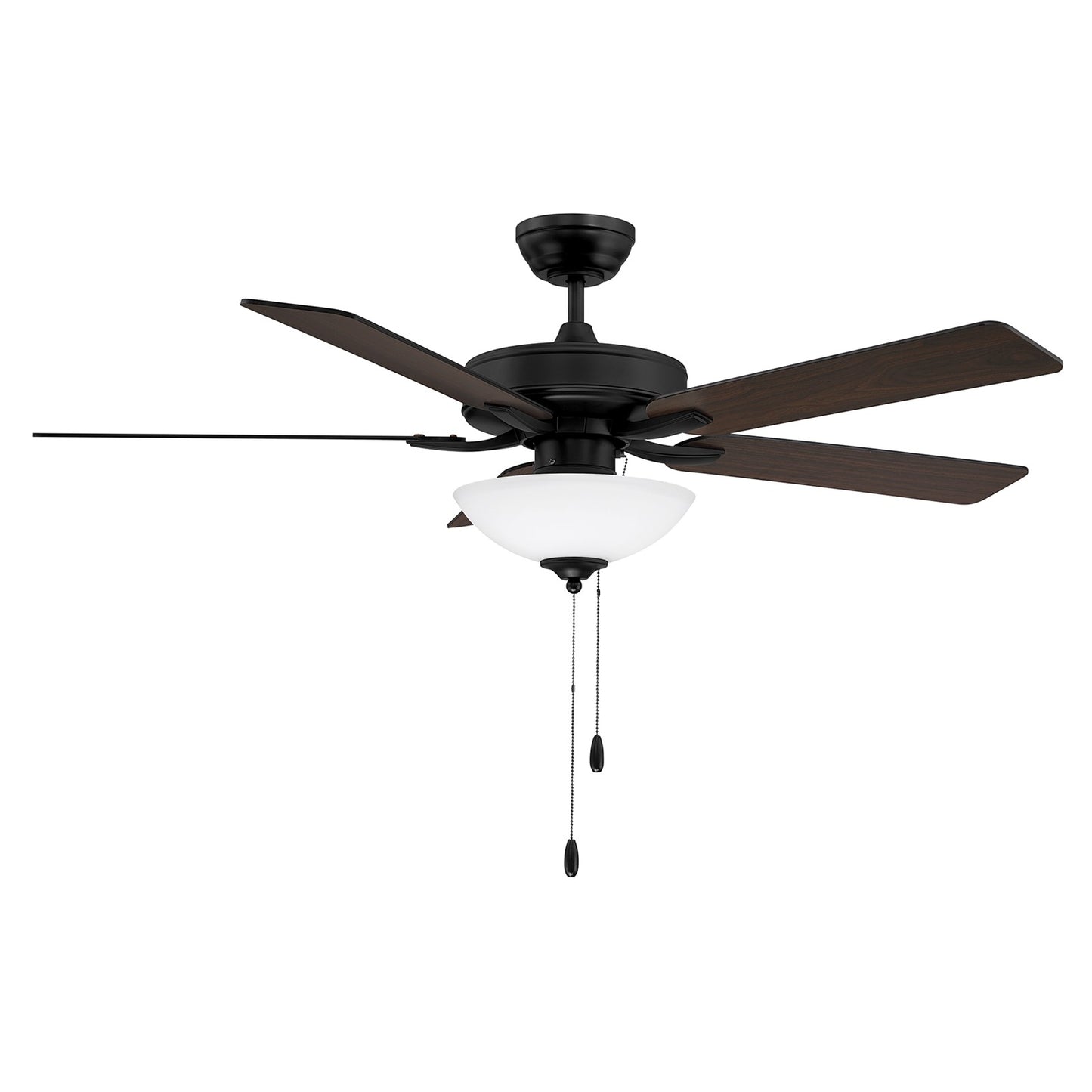 Savoy House 52in Ceiling Fan | Transitional Matte Black Metal and White Frosted Glass | Living Room & Bedroom | 52 x 52 x 13.13 in | Model M2034MBKRV