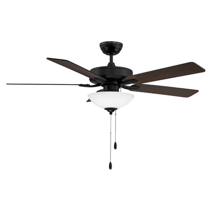 Savoy House 52in Ceiling Fan | Transitional Matte Black Metal and White Frosted Glass | Living Room & Bedroom | 52 x 52 x 13.13 in | Model M2034MBKRV