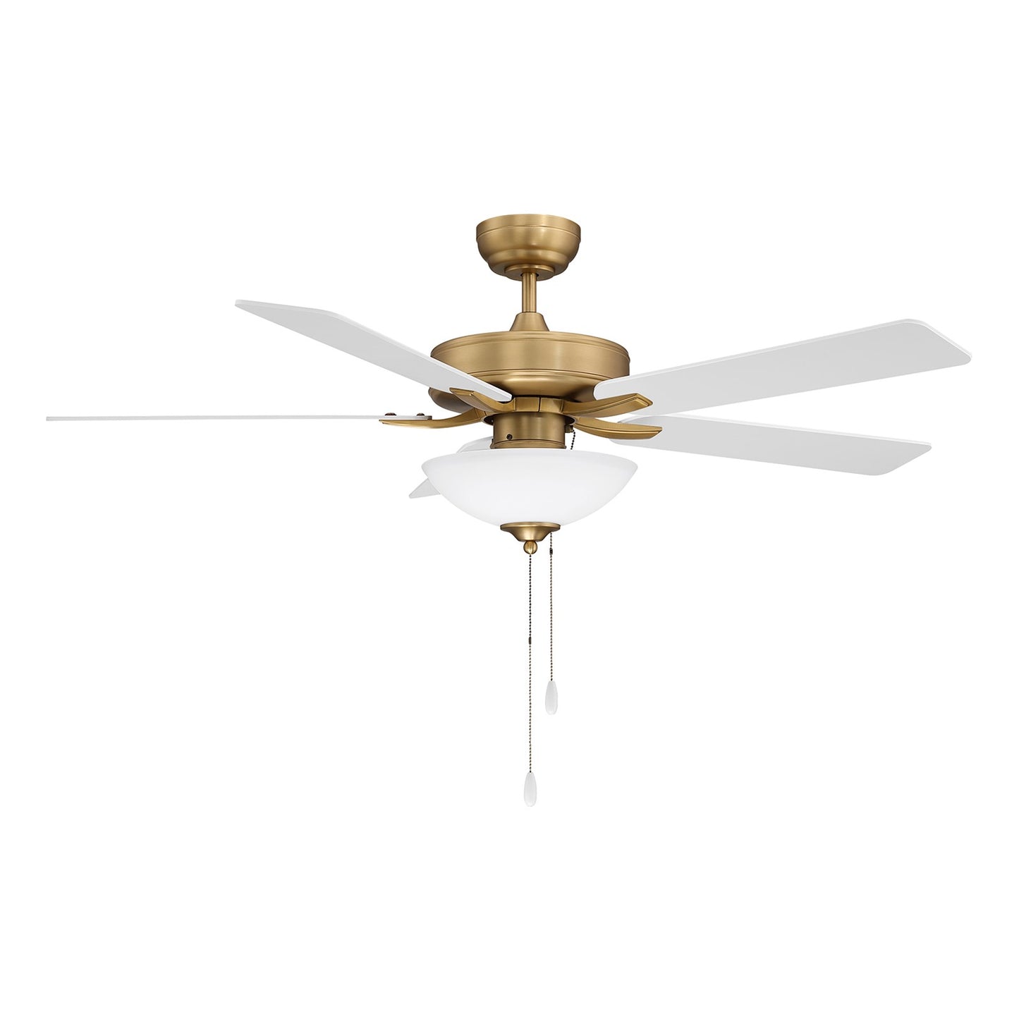 Savoy House 52in Ceiling Fan | Transitional Natural Brass Metal and White Frosted Glass | Living Room & Bedroom | 52 x 52 x 13.13 in | Model M2034NBRV