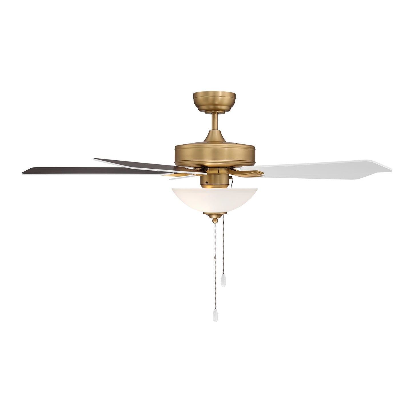 Savoy House 52in Ceiling Fan | Transitional Natural Brass Metal and White Frosted Glass | Living Room & Bedroom | 52 x 52 x 13.13 in | Model M2034NBRV