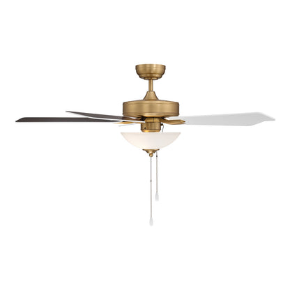 Savoy House 52in Ceiling Fan | Transitional Natural Brass Metal and White Frosted Glass | Living Room & Bedroom | 52 x 52 x 13.13 in | Model M2034NBRV