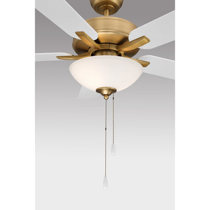 Savoy House 52in Ceiling Fan | Transitional Natural Brass Metal and White Frosted Glass | Living Room & Bedroom | 52 x 52 x 13.13 in | Model M2034NBRV
