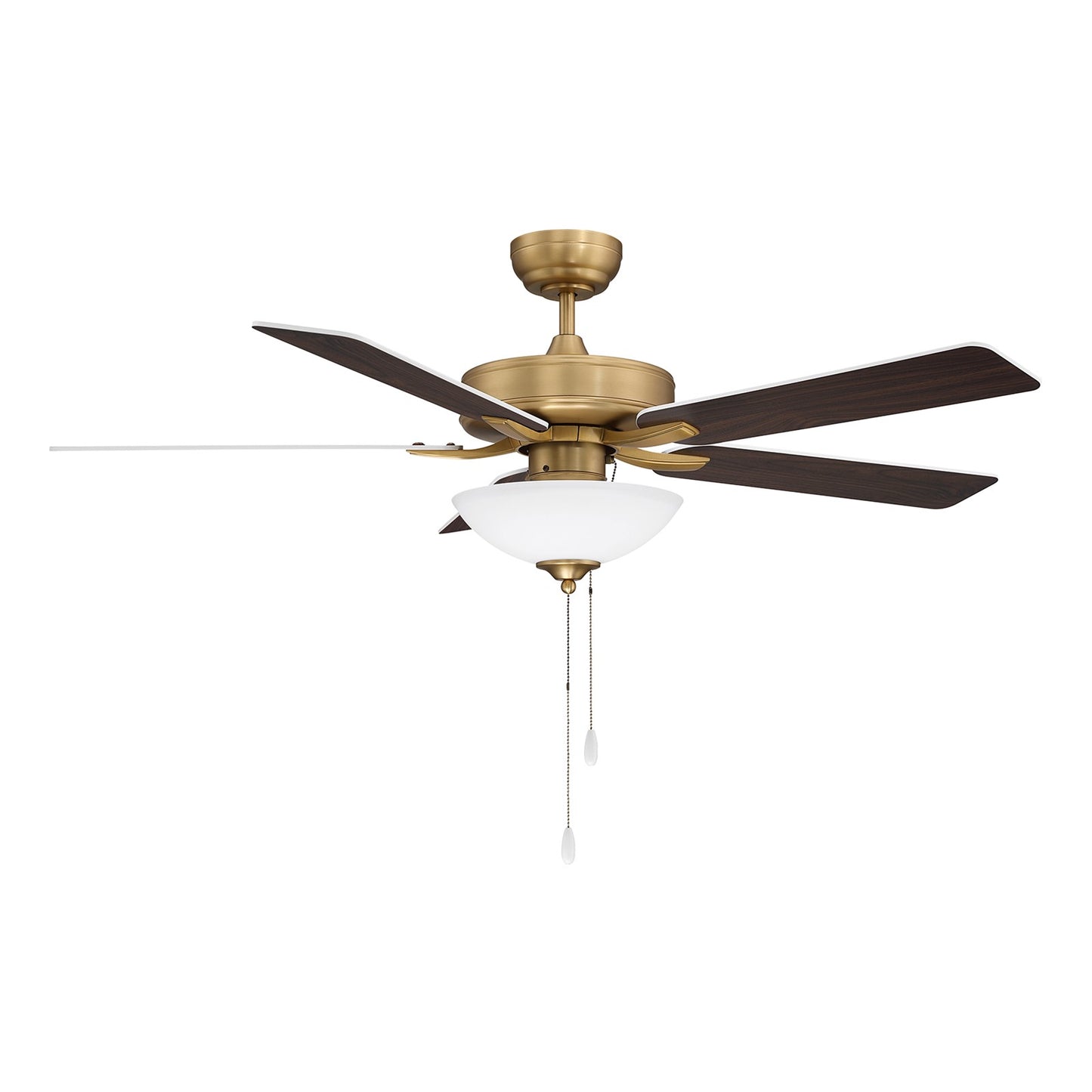 Savoy House 52in Ceiling Fan | Transitional Natural Brass Metal and White Frosted Glass | Living Room & Bedroom | 52 x 52 x 13.13 in | Model M2034NBRV