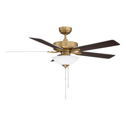 Savoy House 52in Ceiling Fan | Transitional Natural Brass Metal and White Frosted Glass | Living Room & Bedroom | 52 x 52 x 13.13 in | Model M2034NBRV