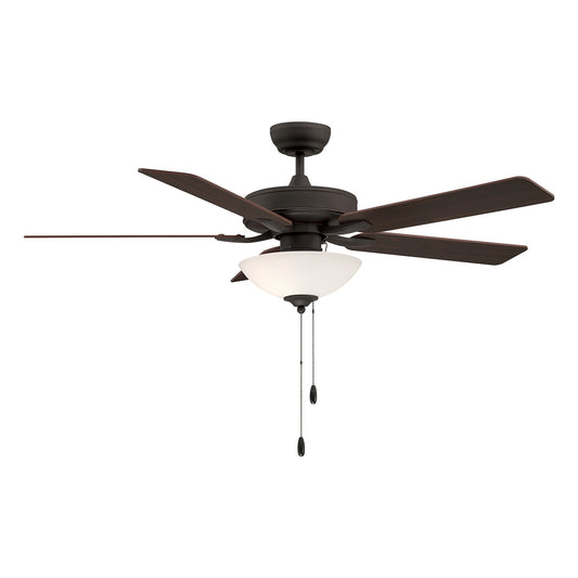 Savoy House 52in Ceiling Fan | Transitional Oil Rubbed Bronze Metal and White Frosted Glass | Living Room & Bedroom | 52 x 52 x 13.13 | Model M2034ORBRV