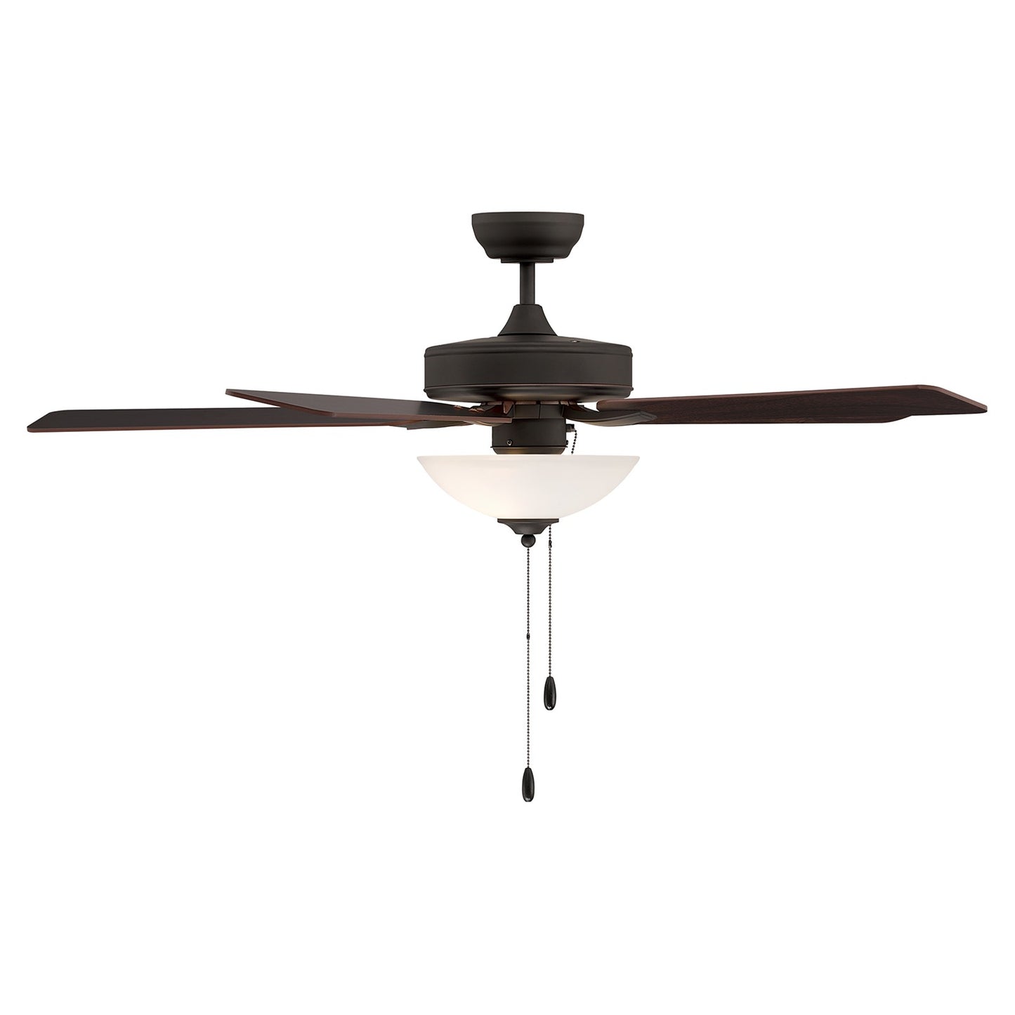 Savoy House 52in Ceiling Fan | Transitional Oil Rubbed Bronze Metal and White Frosted Glass | Living Room & Bedroom | 52 x 52 x 13.13 | Model M2034ORBRV