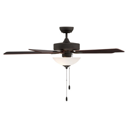 Savoy House 52in Ceiling Fan | Transitional Oil Rubbed Bronze Metal and White Frosted Glass | Living Room & Bedroom | 52 x 52 x 13.13 | Model M2034ORBRV