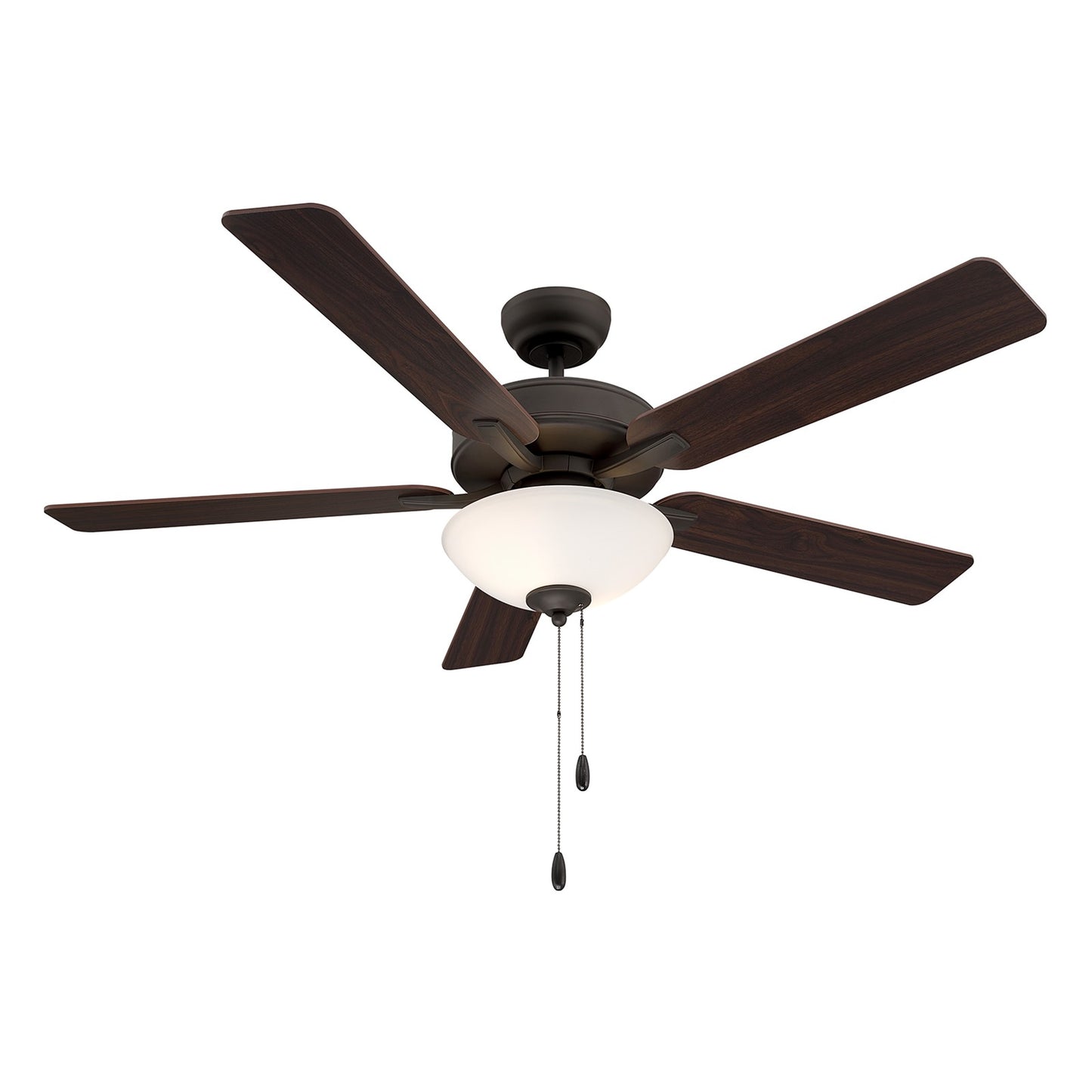 Savoy House 52in Ceiling Fan | Transitional Oil Rubbed Bronze Metal and White Frosted Glass | Living Room & Bedroom | 52 x 52 x 13.13 | Model M2034ORBRV