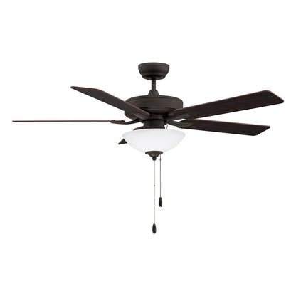 Savoy House 52in Ceiling Fan | Transitional Oil Rubbed Bronze Metal and White Frosted Glass | Living Room & Bedroom | 52 x 52 x 13.13 | Model M2034ORBRV