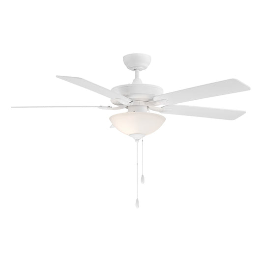 Savoy House 52in Ceiling Fan | Transitional White Metal and White Frosted Glass | Living Room & Bedroom | 52 x 52 x 13.13 in, 2-Light | Model M2034WHRV