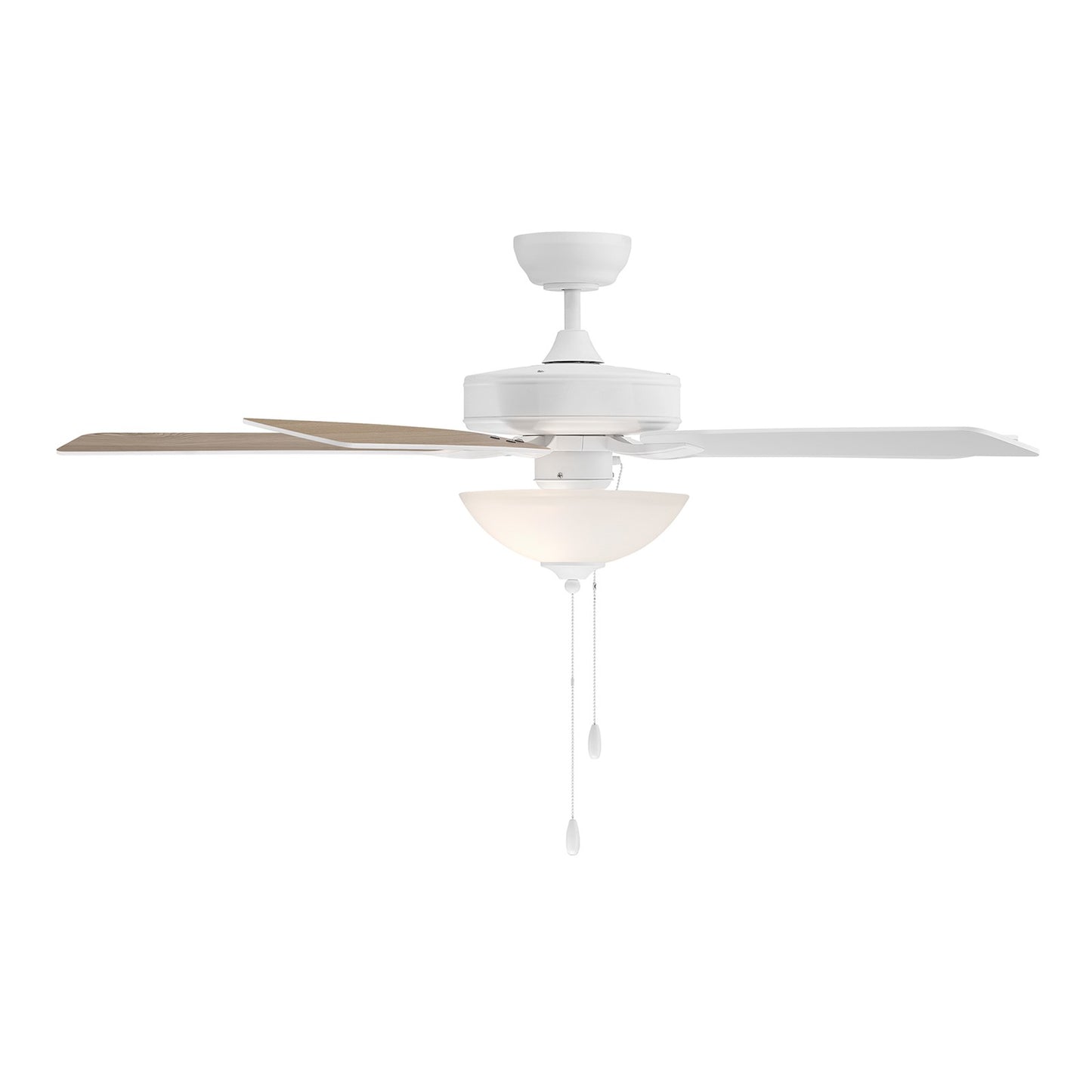 Savoy House 52in Ceiling Fan | Transitional White Metal and White Frosted Glass | Living Room & Bedroom | 52 x 52 x 13.13 in, 2-Light | Model M2034WHRV