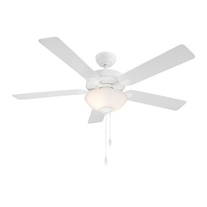 Savoy House 52in Ceiling Fan | Transitional White Metal and White Frosted Glass | Living Room & Bedroom | 52 x 52 x 13.13 in, 2-Light | Model M2034WHRV