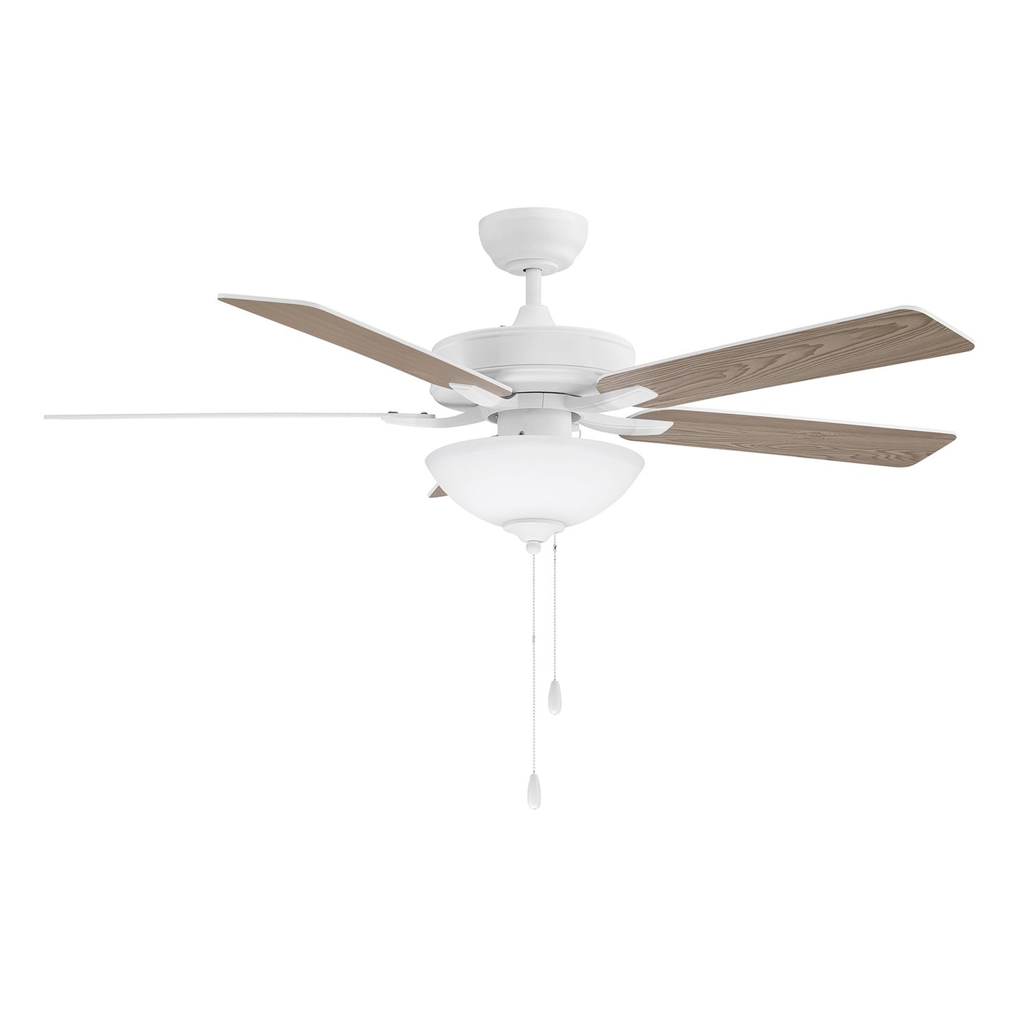 Savoy House 52in Ceiling Fan | Transitional White Metal and White Frosted Glass | Living Room & Bedroom | 52 x 52 x 13.13 in, 2-Light | Model M2034WHRV