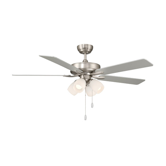 Savoy House 52in 4-Light Ceiling Fan | Transitional Brushed Nickel and White Opal Glass | Bedroom & Living Room | 52 x 52 x 12.63 in | Model M2035BNRV
