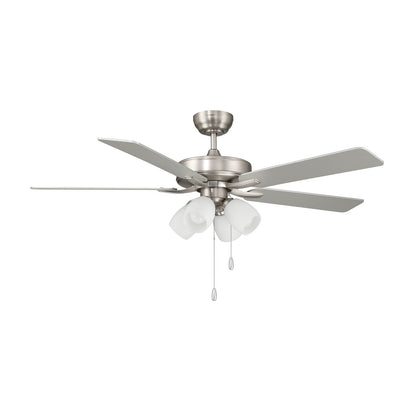 Savoy House 52in 4-Light Ceiling Fan | Transitional Brushed Nickel and White Opal Glass | Bedroom & Living Room | 52 x 52 x 12.63 in | Model M2035BNRV