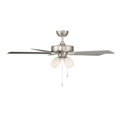 Savoy House 52in 4-Light Ceiling Fan | Transitional Brushed Nickel and White Opal Glass | Bedroom & Living Room | 52 x 52 x 12.63 in | Model M2035BNRV