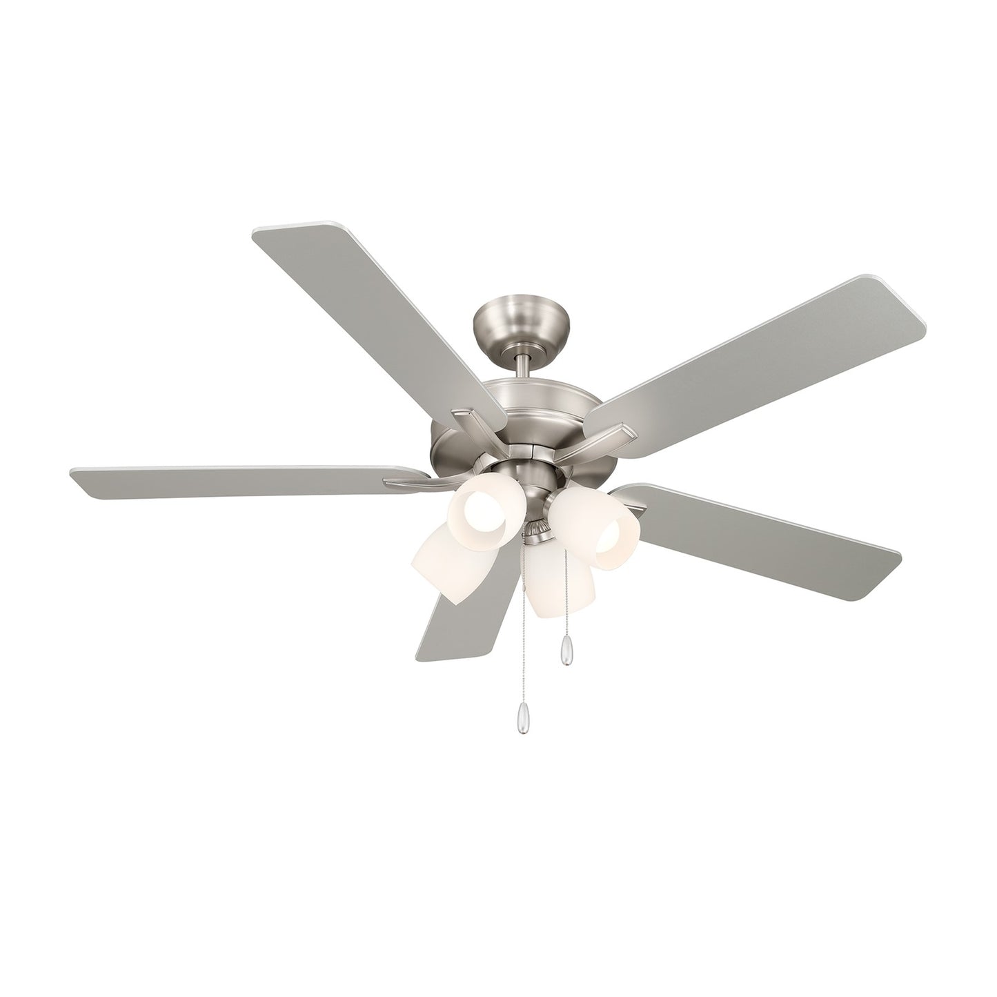 Savoy House 52in 4-Light Ceiling Fan | Transitional Brushed Nickel and White Opal Glass | Bedroom & Living Room | 52 x 52 x 12.63 in | Model M2035BNRV