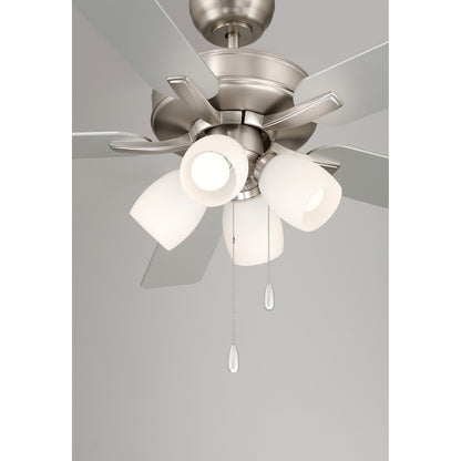 Savoy House 52in 4-Light Ceiling Fan | Transitional Brushed Nickel and White Opal Glass | Bedroom & Living Room | 52 x 52 x 12.63 in | Model M2035BNRV