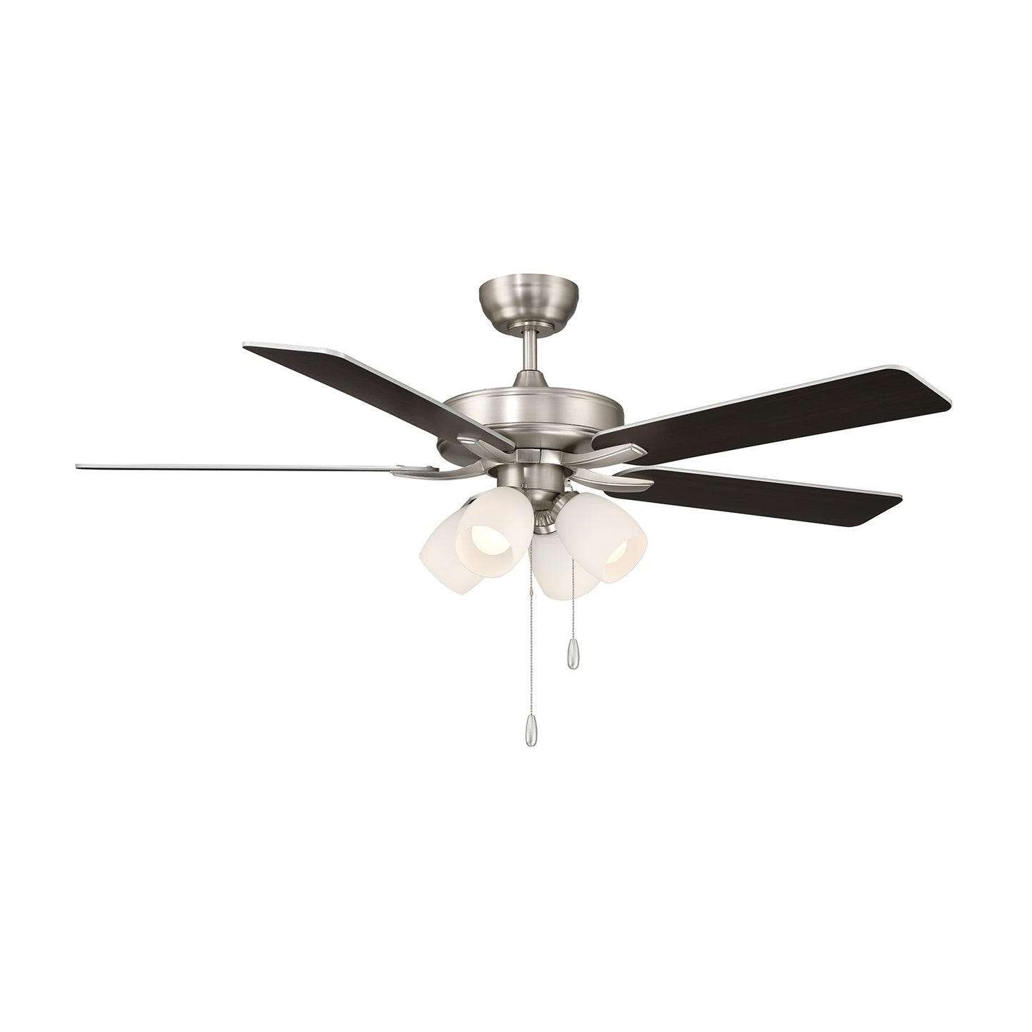 Savoy House 52in 4-Light Ceiling Fan | Transitional Brushed Nickel and White Opal Glass | Bedroom & Living Room | 52 x 52 x 12.63 in | Model M2035BNRV