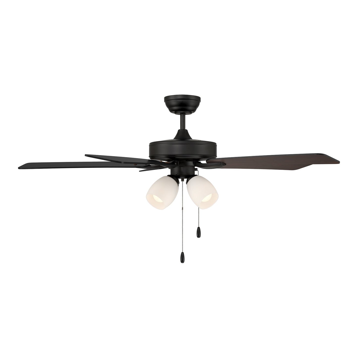 Savoy House 52in 4-Light Ceiling Fan | Transitional Matte Black and White Opal Glass | Bedroom & Living Room | 52 x 52 x 12.63 in | Model M2035MBKRV