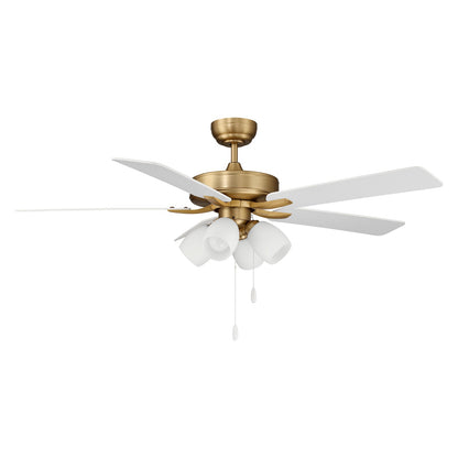 Savoy House 52in 4-Light Ceiling Fan | Transitional Natural Brass and White Opal Glass | Bedroom & Living Room | 52 x 52 x 12.63 in | Model M2035NBRV