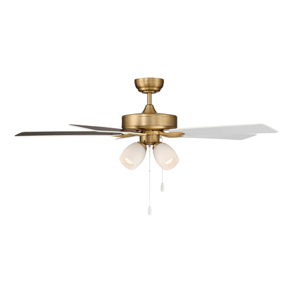 Savoy House 52in 4-Light Ceiling Fan | Transitional Natural Brass and White Opal Glass | Bedroom & Living Room | 52 x 52 x 12.63 in | Model M2035NBRV