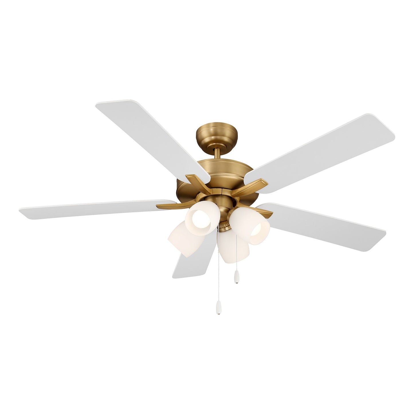 Savoy House 52in 4-Light Ceiling Fan | Transitional Natural Brass and White Opal Glass | Bedroom & Living Room | 52 x 52 x 12.63 in | Model M2035NBRV