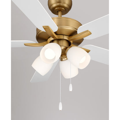 Savoy House 52in 4-Light Ceiling Fan | Transitional Natural Brass and White Opal Glass | Bedroom & Living Room | 52 x 52 x 12.63 in | Model M2035NBRV
