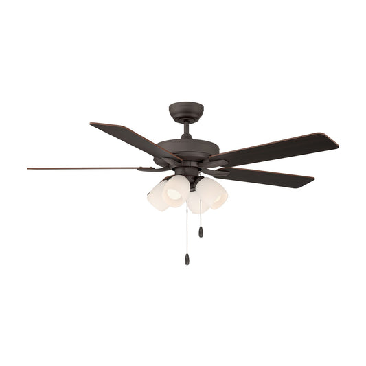 Savoy House 52in 4-Light Ceiling Fan | Transitional Oil Rubbed Bronze and White Opal Glass | Bedroom & Living Room | 52 x 52 x 12.63 in | Model M2035ORBRV