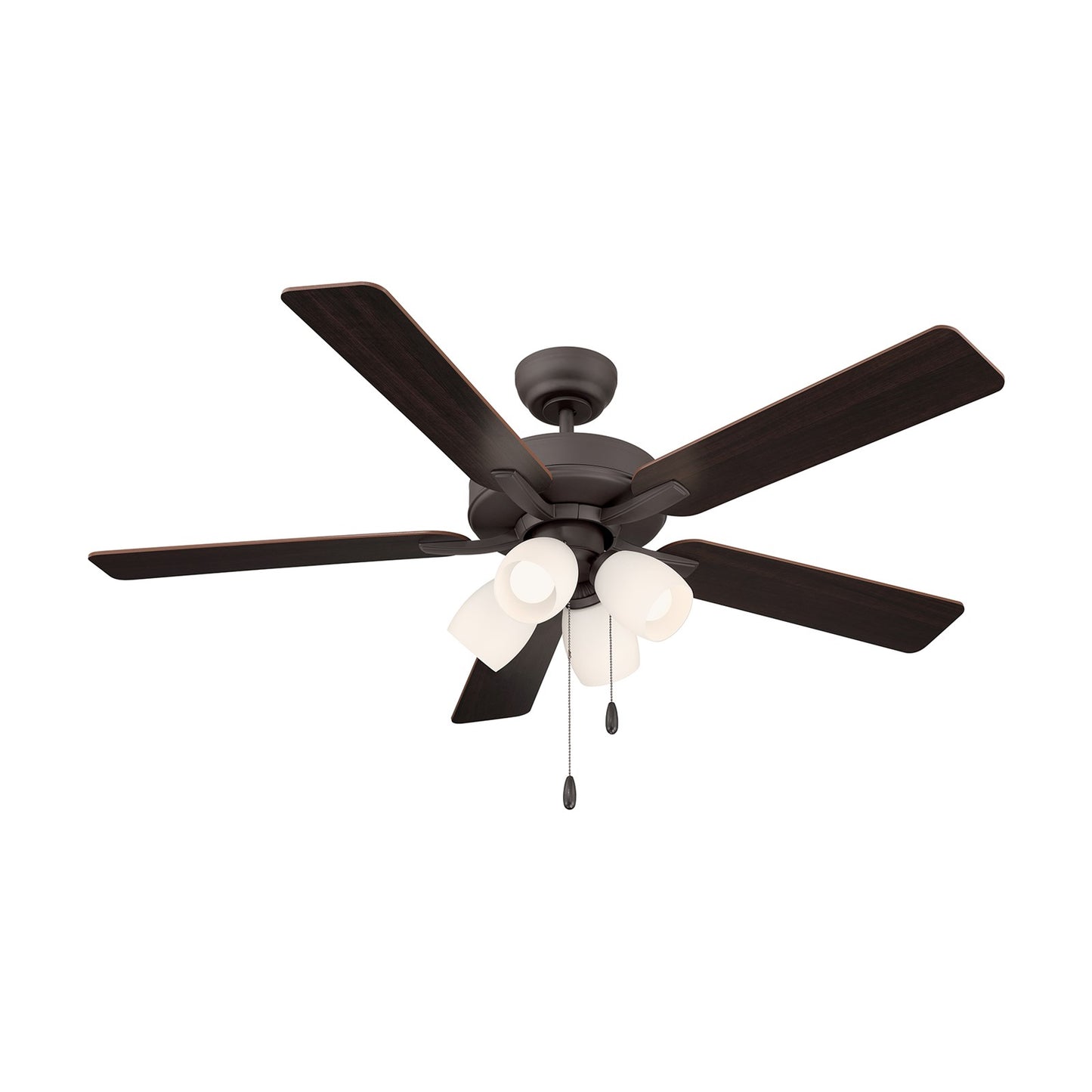 Savoy House 52in 4-Light Ceiling Fan | Transitional Oil Rubbed Bronze and White Opal Glass | Bedroom & Living Room | 52 x 52 x 12.63 in | Model M2035ORBRV
