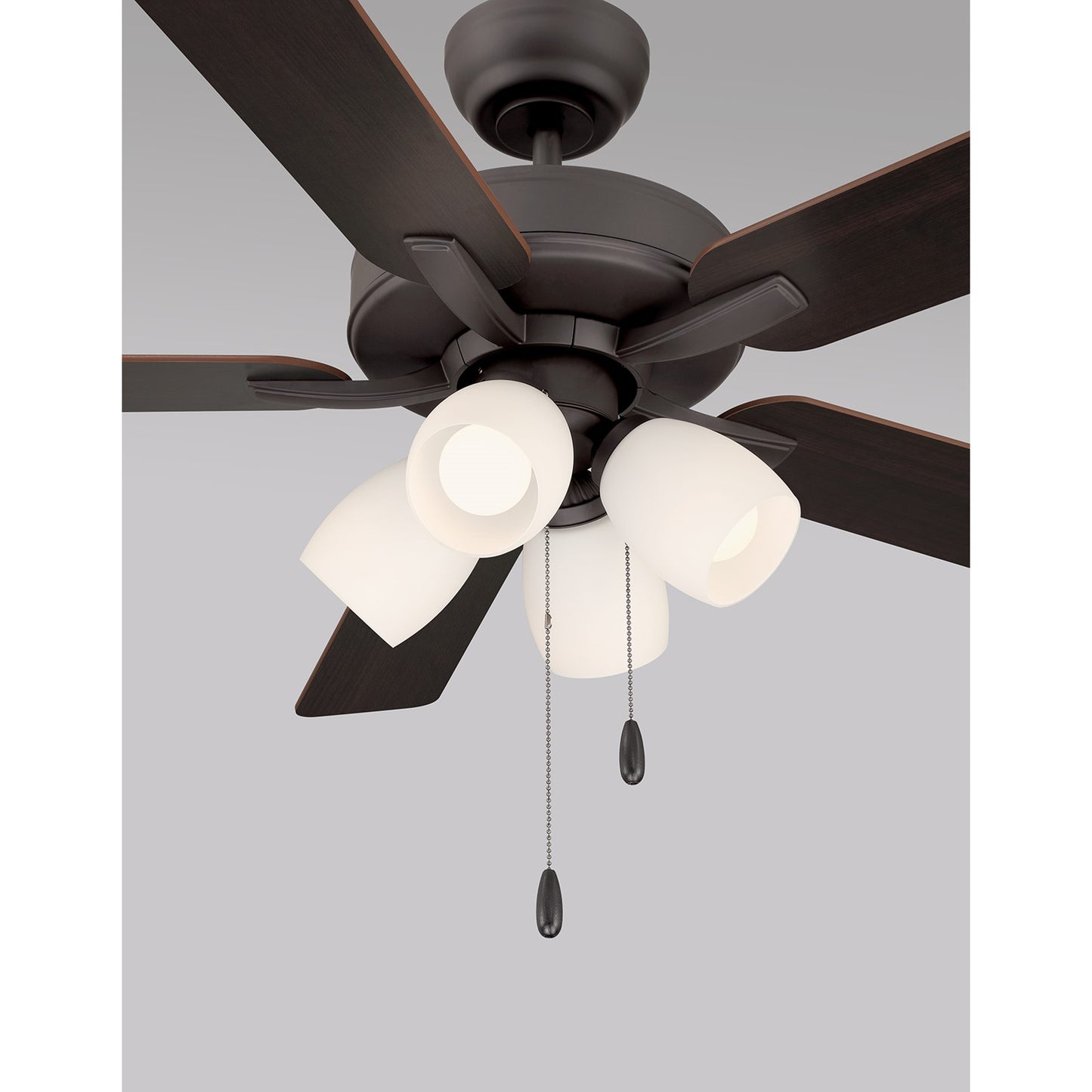 Savoy House 52in 4-Light Ceiling Fan | Transitional Oil Rubbed Bronze and White Opal Glass | Bedroom & Living Room | 52 x 52 x 12.63 in | Model M2035ORBRV
