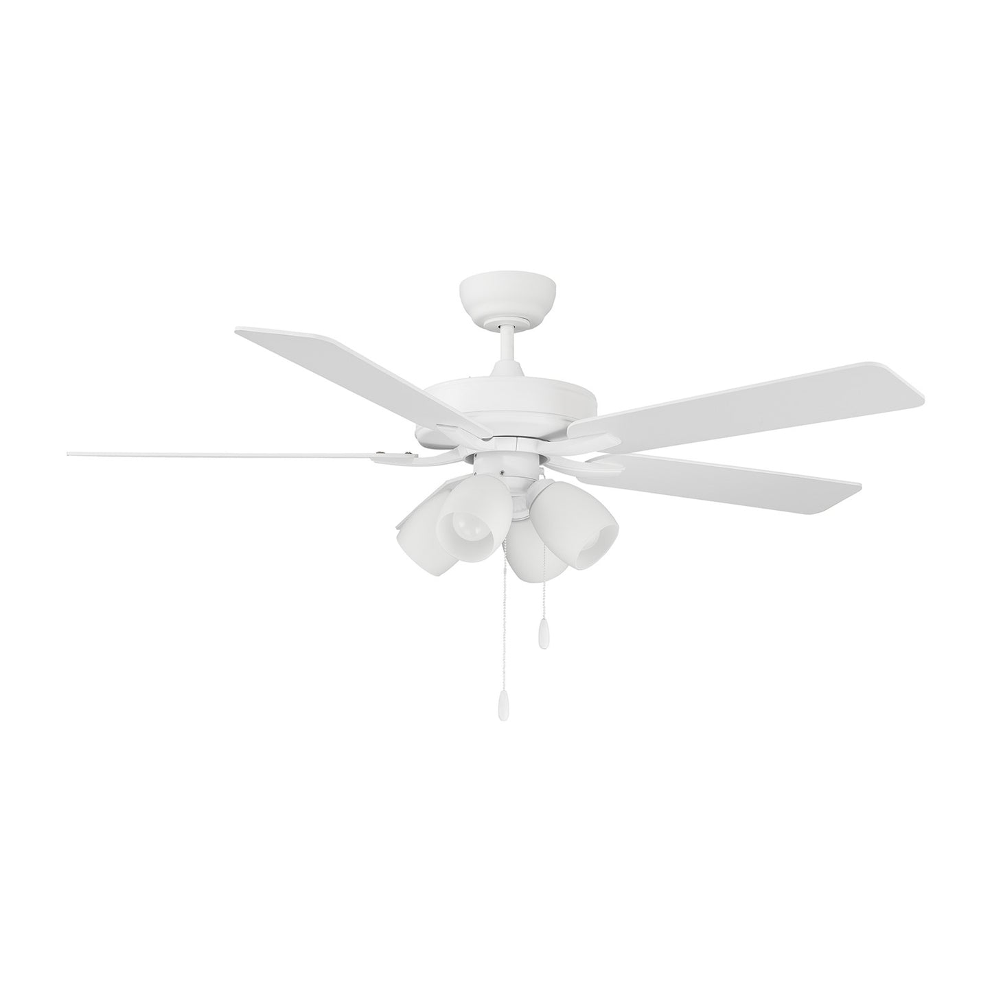 Savoy House 52in 4-Light Ceiling Fan | Transitional White Metal and Wood with White Opal Glass Shades | Indoor Bedroom & Living Room | Model M2035WHRV