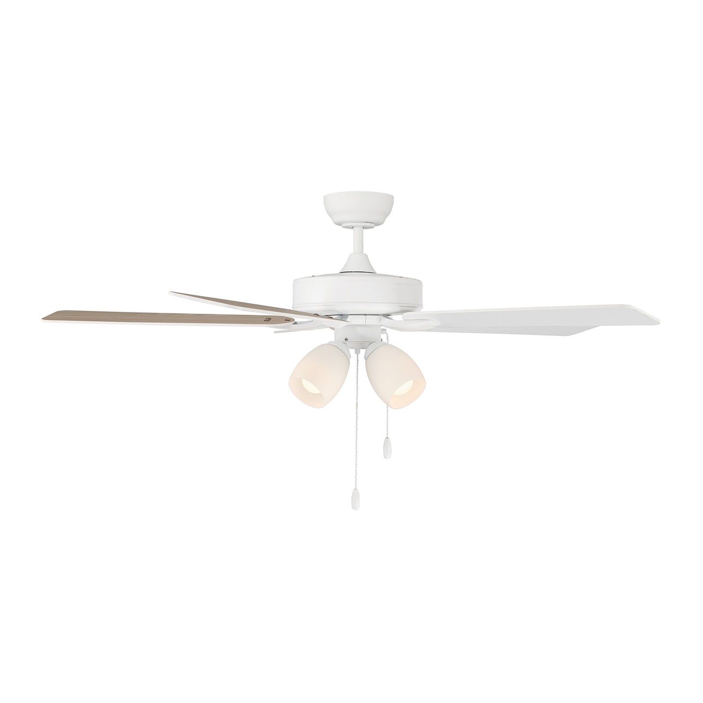 Savoy House 52in 4-Light Ceiling Fan | Transitional White Metal and Wood with White Opal Glass Shades | Indoor Bedroom & Living Room | Model M2035WHRV